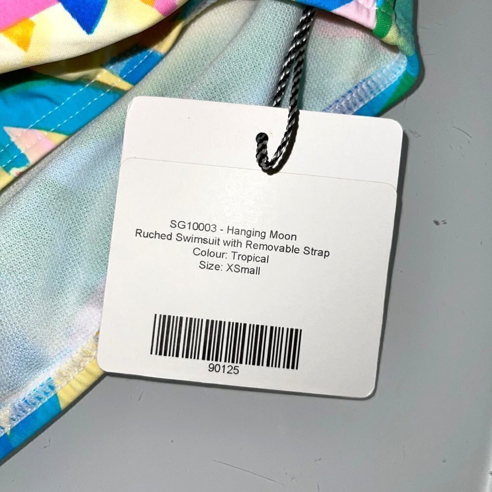 Lisa Maree Womens Swimsuit Size Xs Tropical Ruched Removable Strap Tie Neck New — image 5 of 8